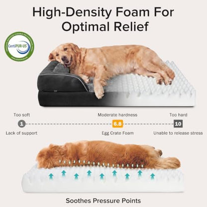 INVENHO XXL Plus Orthopedic Dog Beds Large Sized, XL Washable Dog Sofa with Egg-Crate Foam, Waterproof Lining and Non-Skid Bottom