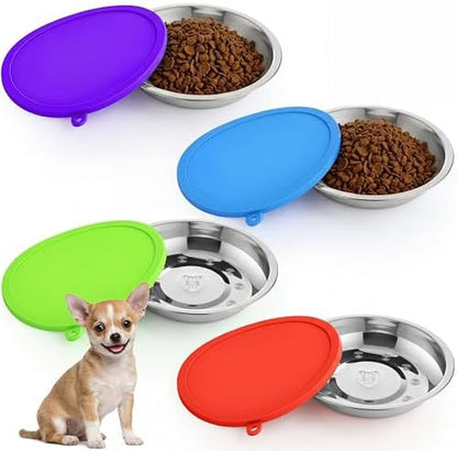 Patelai 8 Pcs Dog Bowl with Lid, Red, Blue, Green, Purple