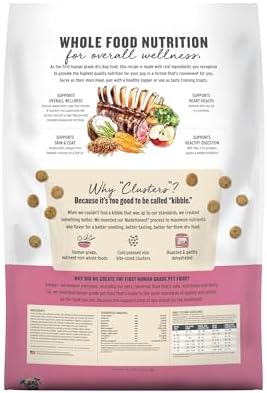 The Honest Kitchen Grain Free Lamb & Superfoods Gourmet Whole Food Clusters, Human Grade Dry Dog Food for Adult Dogs, Vet-Recommended Nutritional Support for Skin, Coat & Digestion, 18 lb Bag