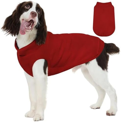 FUAMEY Dog Fleece Vest for Large Dogs,Warm Stretchy Dog Sweatshirts Pullover with Leash Hole Dogs Sweater Soft Pet Turtleneck Cozy Pet Vest Lightweight Sleeveless Red XL