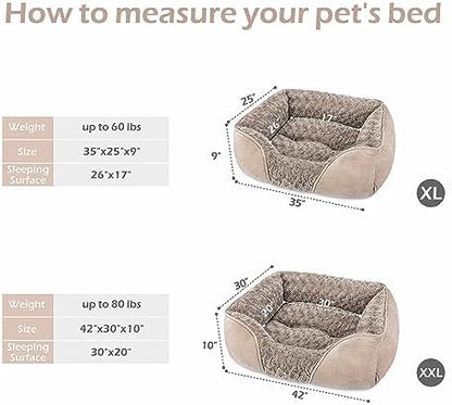 INVENHO X-Large Dog Bed for Large Medium Small Dogs Rectangle Washable Dog Bed, Orthopedic Dog Bed, Soft Calming Sleeping Puppy Bed Durable Pet Cuddler with Anti-Slip Bottom XL(35"x25"x10")