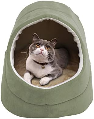 Self Warming Burrow Cat Bed, Washable Pet Hideway House