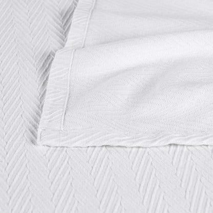 Superior Metro All-Season Cotton Blanket, Woven Blanket for Couch, Bed, Bedding, Farmhouse, Home Essentials, Cute and Cozy Bohemian Blankets, Herringbone Weave, King, White