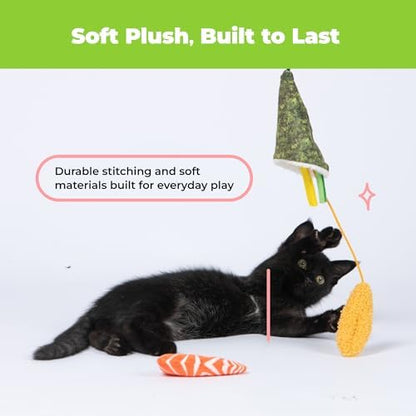 Best Pet Supplies Catify Interactive Cat Toy with Catnip - Sushi Rolls Set