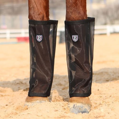 Harrison Howard Loose-Fitting Horse Fly Leggings Breathable, Tear-Resistant Fine Mesh Leg Guards Stay-on Comfortable Fly Boots (Set of 4)