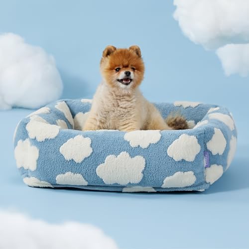 LE SURE Cute Dog Bed for Small Dogs Jacquard Washable Puppy Beds,25x21x7in