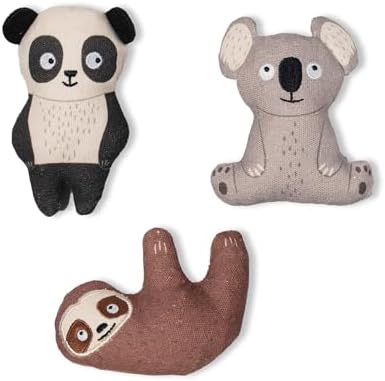Fringe Studio "Cuddle Buddies, Durable Cotton Canvas Small Plush Dog Toy 3PCS Set, PetShop Collection (521023)