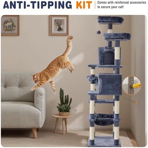 DUMOS Tall 71 inch Cat Tree Tower with Scratching Posts, Indoor Cats Use