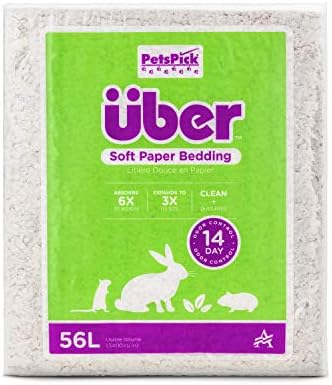 PETSPICK Uber Soft Paper Pet Bedding for Small Animals, White, 56L