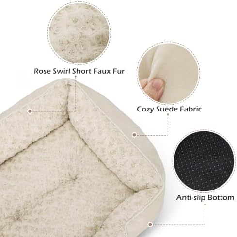 INVENHO Large Dog Bed Rectangle Washable Orthopedic Soft Calming Sleeping Durable Pet Cuddler with Anti-Slip Bottom