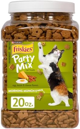 Friskies Purina Party Mix Morning Munch Crunch Egg, Bacon and Cheese Flavors Cat Treats - 20 oz Canister