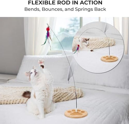 Cat Toys for Indoor Cats, Interactive Cat Toy Wand, Kitten Stuff, 18 Lures