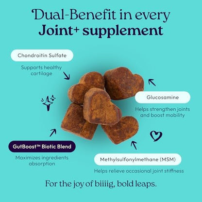 WellJoy Joint Dog Supplement + Glucosamine, Chondroitin, GutBoost, 90ct
