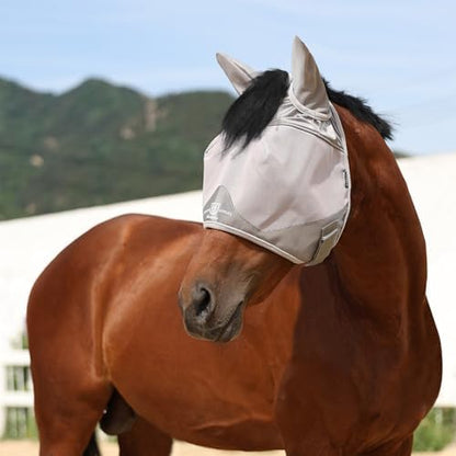 Harrison Howard Half Face Horse Fly Mask UV Protection and Breathable for Equine Use Comfortable Grey XL