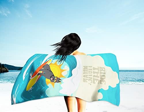 Caroline's Treasures MLM1270TWL3060 Surfer Dog Black Schnauzer Premium Beach Towel Oversized Towel Beach Blanket, Pool, Beach Essentials, Yoga, Premium Bath Towel, Quick Dry Plush