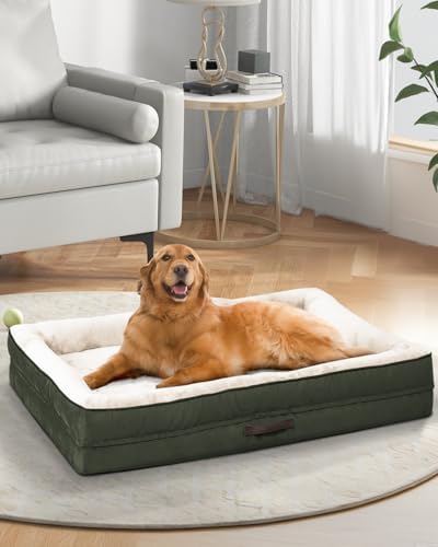 Upvilla Orthopedic Dog Bed XXL, Four-Sided Dog Sofa, Washable Cover, Green