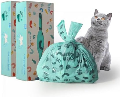 Cat Litter Disposal Bags and Dog Poop Bags with Handle,Cornstarch Based Extra Thick and Guaranteed Leak Proof Poop bags for Kitty and Doggy(360 Count 1.1 Gallon,Unscented)