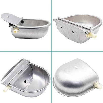 Automatic Animal Water Bowl with Float Valve, 304 Stainless Steel Livestock Water Dispenser for Dog Horse Goat Pig Cow Livestock Water Bowl Kit Includ Pipe Hose, Quick Connecter, Expansion Bolt