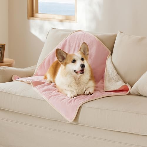 Bedsure Waterproof Dog Blankets for Large Dogs Sherpa Fleece Throw, 40X50