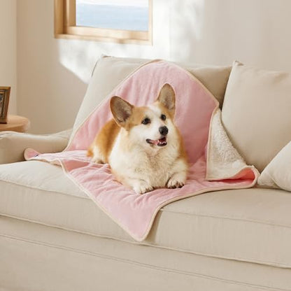 Bedsure Waterproof Dog Blankets for Large Dogs Sherpa Fleece Throw, 40X50