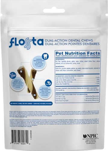 N-bone FLOSSta Daily Dental Chews for Dogs, SQF Certified, Natural Dog Dental Treats to Freshen Breath and Fight Tartar & Plaque, Grain-Free Dental Sticks for Dogs, Chicken Flavor, 8 ct. Pouch (6.4oz)