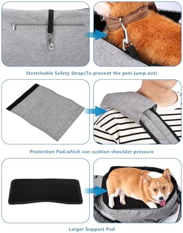 Ownpets XL Dog Sling 15-25lbs, Hands-Free Carrier with Bottom Support Pad