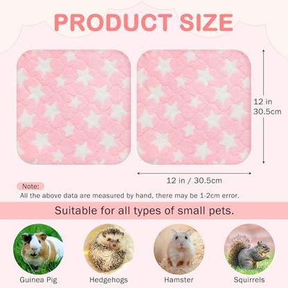 Homimp 2 Pack Guinea Pig Bed, Waterproof Reusable Small Animal Bed,Super Absorbent Pee Pad Mat for Rabbit Bunny Hamster Rat Hedgehog Chinchilla,Washable Fleece Cage Liners 12"x12"