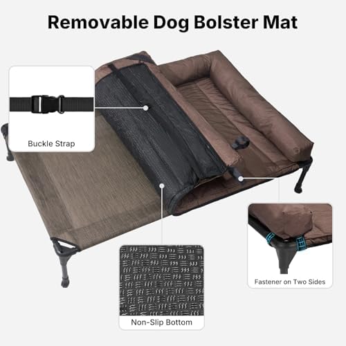 Veehoo Outdoor Elevated Dog Bed with Waterproof Bolster Cushion, Cooling