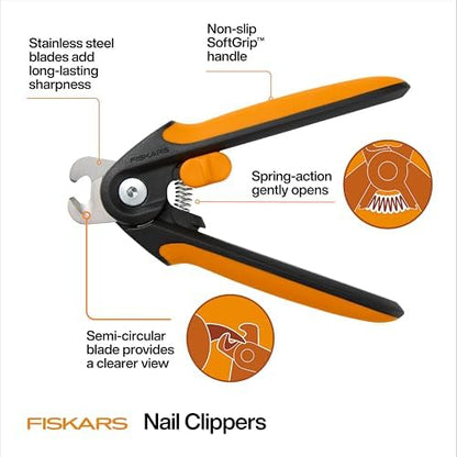 Fiskars Pet Large Nail Clippers, Cat and Dog Trimmers for Grooming, 5.75", Large (Pack of 6)