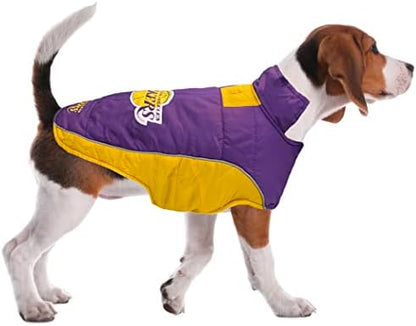 NBA Los Angeles Lakers Puffer Vest for Dogs & Cats, Size Medium. Warm, Cozy, and Waterproof Dog Coat, for Small and Large Dogs/Cats. Best NBA Licensed PET Warming Sports Jacket