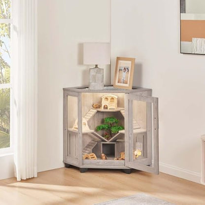 unipaws Chinchillas Hedgehog Cage with Ramp and House with Waterproof Mats