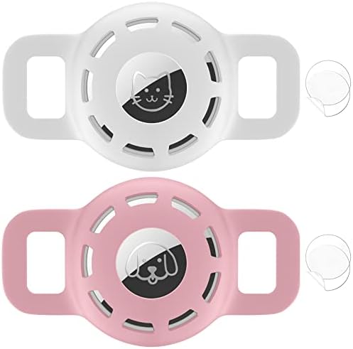 for Air tag Cat Collar Holder for Apple Air Tag, 2 Pack of Pet Collar Holder for Cat and Small Dog Collar Within 1/2 inch and 2 Pack Protector for Air Tag