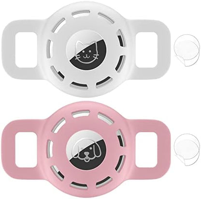 for Air tag Cat Collar Holder for Apple Air Tag, 2 Pack of Pet Collar Holder for Cat and Small Dog Collar Within 1/2 inch and 2 Pack Protector for Air Tag