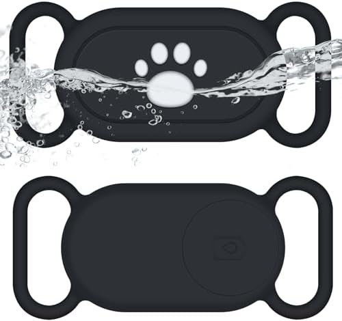 for Samsung Galaxy SmartTag2 Dog Collar Holder, 2 Pack Waterproof Anti-Lost Silicone Case for Galaxy Smart Tag 2 for Pet Dog Cat Collars (Black/Black)
