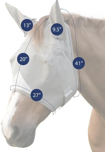 Warmblood Fly Mask with Ears, Built-in Visor, UV, Oversize