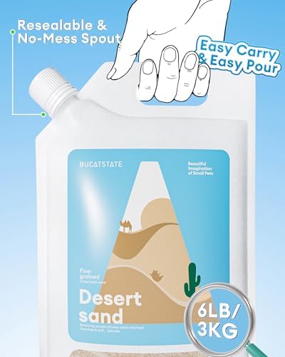 BUCATSTATE Hamster Bath Sand with Pour Spout, 6.6LB Desert Bath Sand | No-Dust Potty Litter Calcium-Free Sand for Hamster Chinchillas Gerbil Mice Degu or Other Small Pets (Fine Sand)