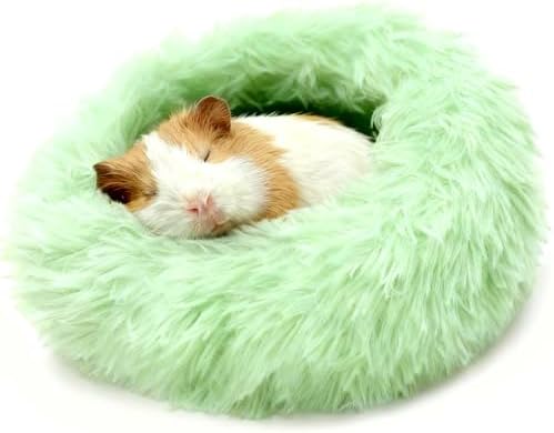 Guinea Pigs Bed Small Animal Bedding Donut-Shaped Burrowing Pet Bed Soft and Warm Hideaway with Spandex and Fleece Bottoms Cozy Carrier, Cage Accessories