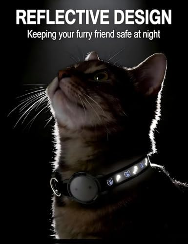 GPS Cat Tracker Collar (Android & iOS), Real-Time Activity Tracking Black