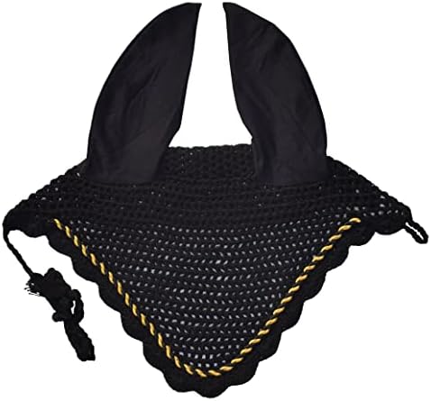 Elegant Horse Ear Bonnet, Fly Veil & Fly Mask – Superior Fly Protection with Style and Comfort for Every Ride (Black, COB)