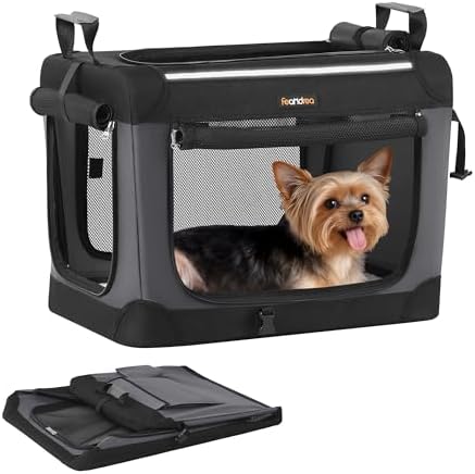 Feandrea Collapsible Dog Crate, Portable Oxford Fabric Pet Carrier, 20-Inch