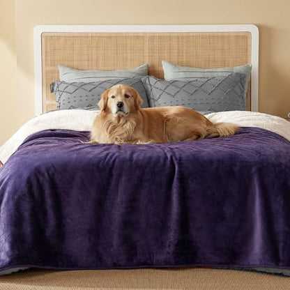 Bedsure Waterproof Blanket for Bed Soft Sherpa Fleece Throw,Queen 90x86
