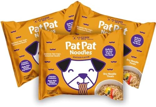 Pat Pat Noodles Probiotic Pup Ramen Noodle Seafood Flavor 3 Pack 2.47oz Per Package Dog Treat Made with Premium Ingredients and Probiotics for The Modern Pup