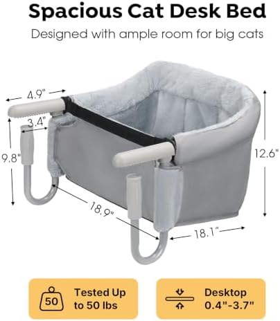 Veehoo Cat Desk Bed for Large Cats 50lbs, Extra-Sturdy Desk Cat Bed