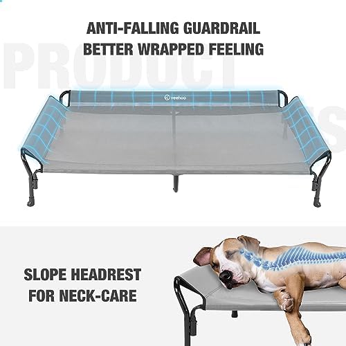Veehoo Cooling Elevated Dog Bed, Raised Dog Cot with Guardrail & Headrest