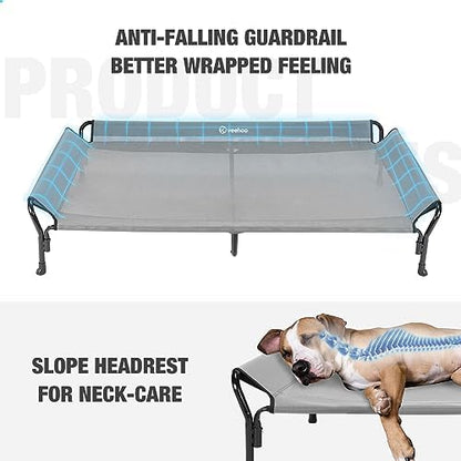 Veehoo Cooling Elevated Dog Bed, Raised Dog Cot with Guardrail & Headrest