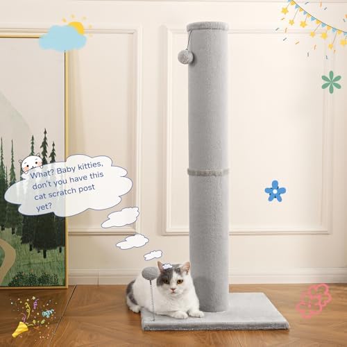 Cat Craft 41" Tall Cat Scratching Post for Large Cats, Light Grey