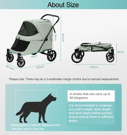 Pet Stroller with Ramp for Large Dog up to 132lbs Portable&Foldable