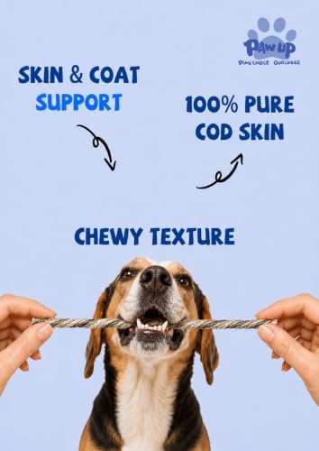 PAWUP Cod Skin Twist Dog Treats, 16 Oz, 9-Inch Chewy Sticks for Small Dogs