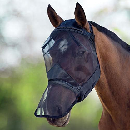 Harrison Howard CareMaster Horse Fly Mask Large Eye Space Full Face No Ears Black Medium Cob