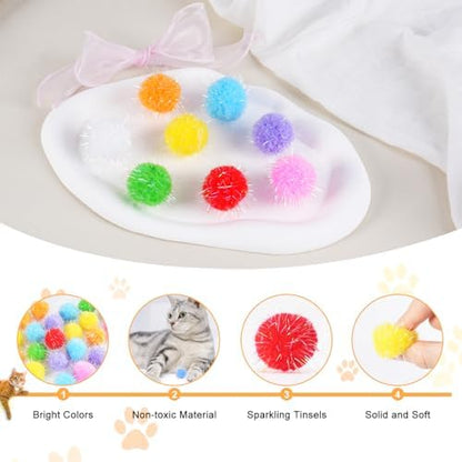 DF DUALFERV 30 Pcs Cat Pom Pom Balls, 1.5 Inch Multicolor